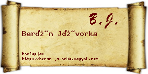 Berán Jávorka névjegykártya